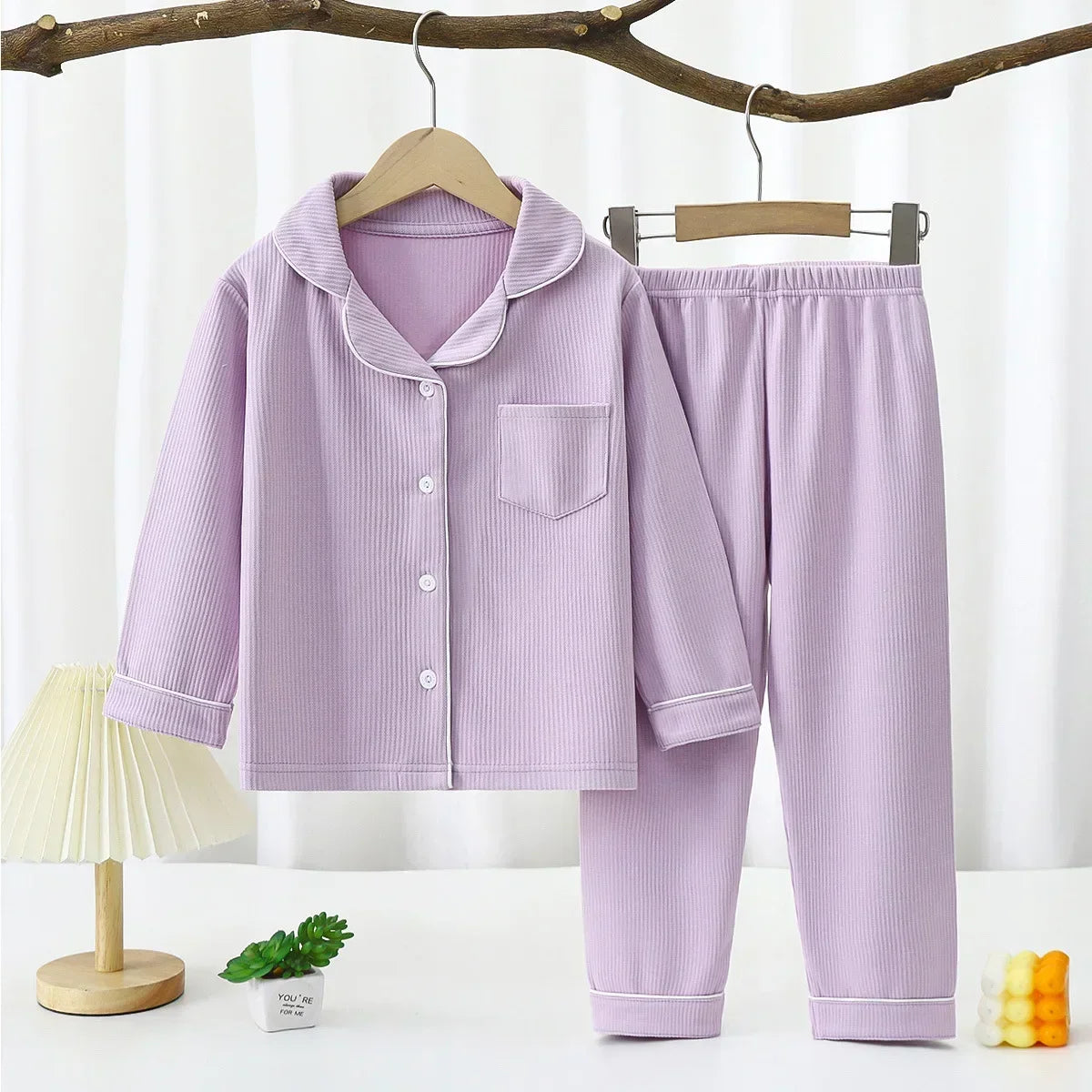 Kids Solid Pajamas - Boys & Girls Sleepwear Set for 10-13 Years