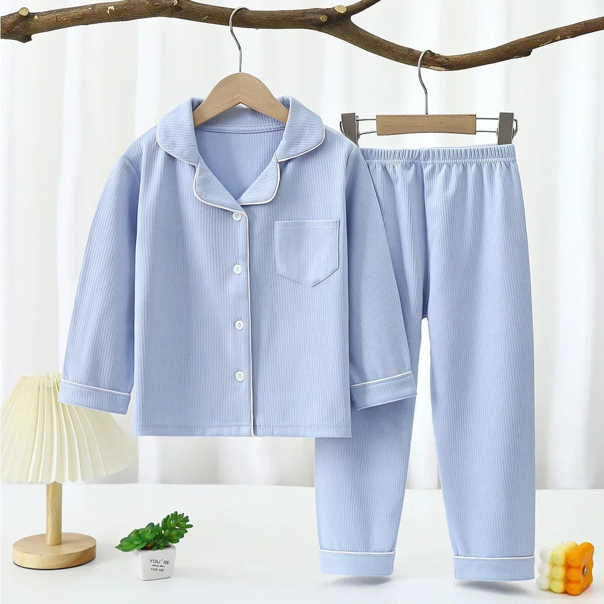 Kids Solid Pajamas - Boys & Girls Sleepwear Set for 10-13 Years